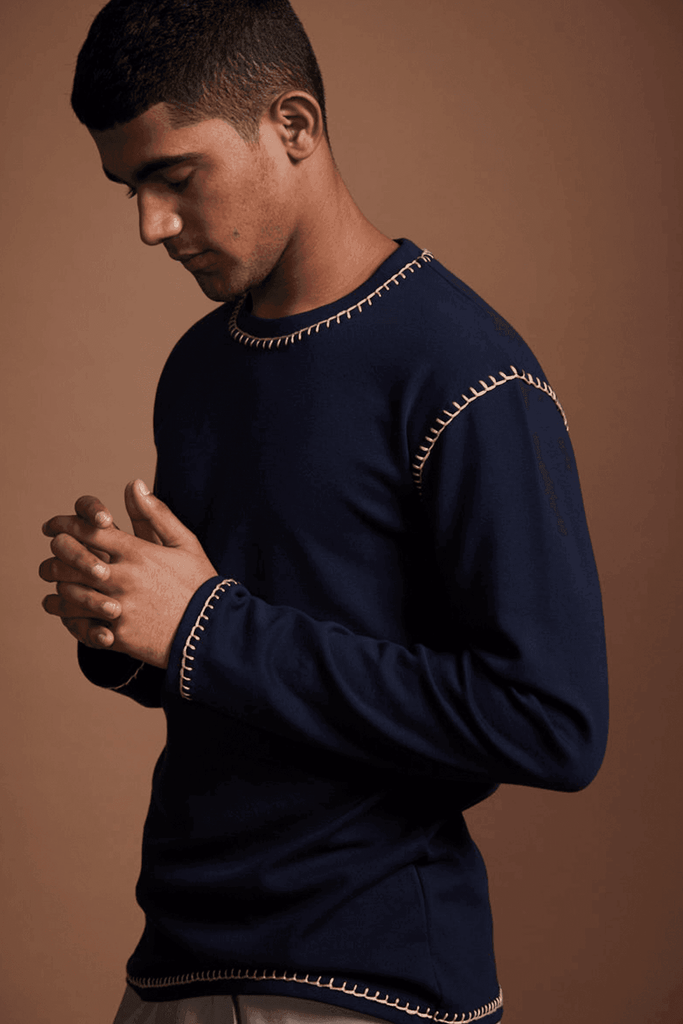 BLANKET STITCH SWEAT TEE - dash and dot dash and dot