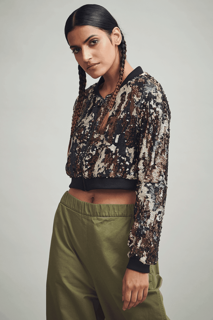 SEQUIN CAMO BOMBER - dash and dot dash and dot