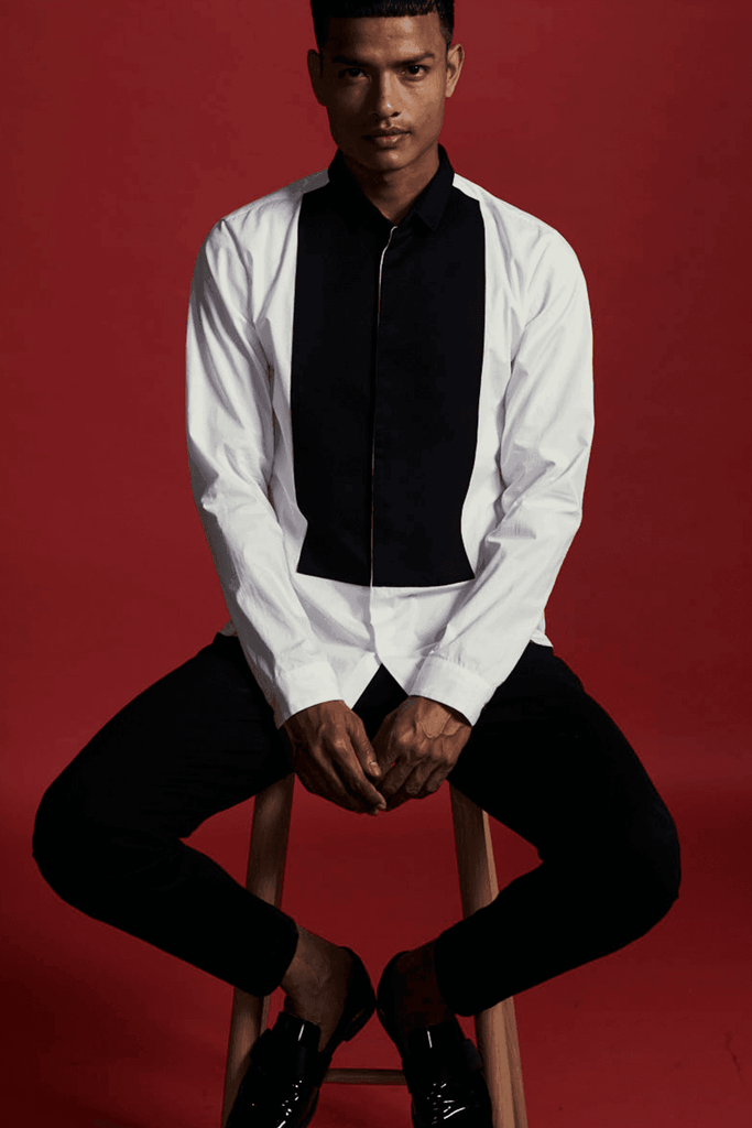 CONTRAST TUXEDO SHIRT - dash and dot dash and dot