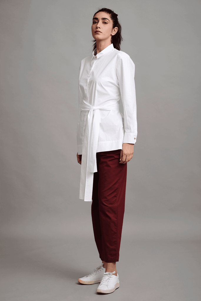TIE UP POPLIN SHIRT - dash and dot dash and dot