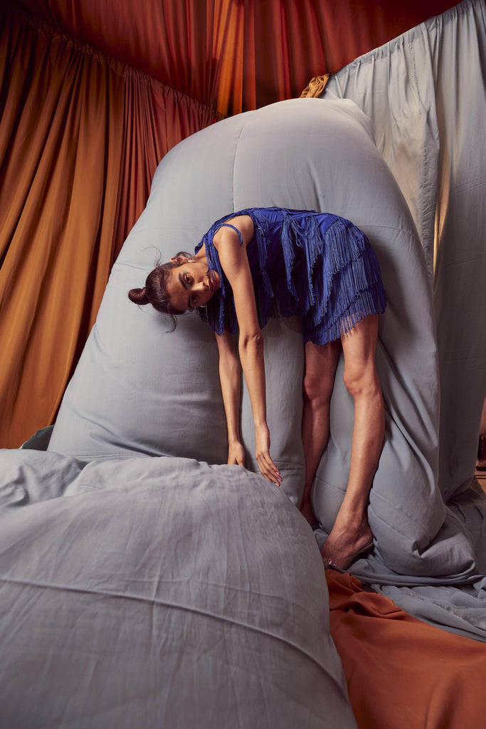 ROYAL BLUE FRINGE DRESS - dash and dot dash and dot