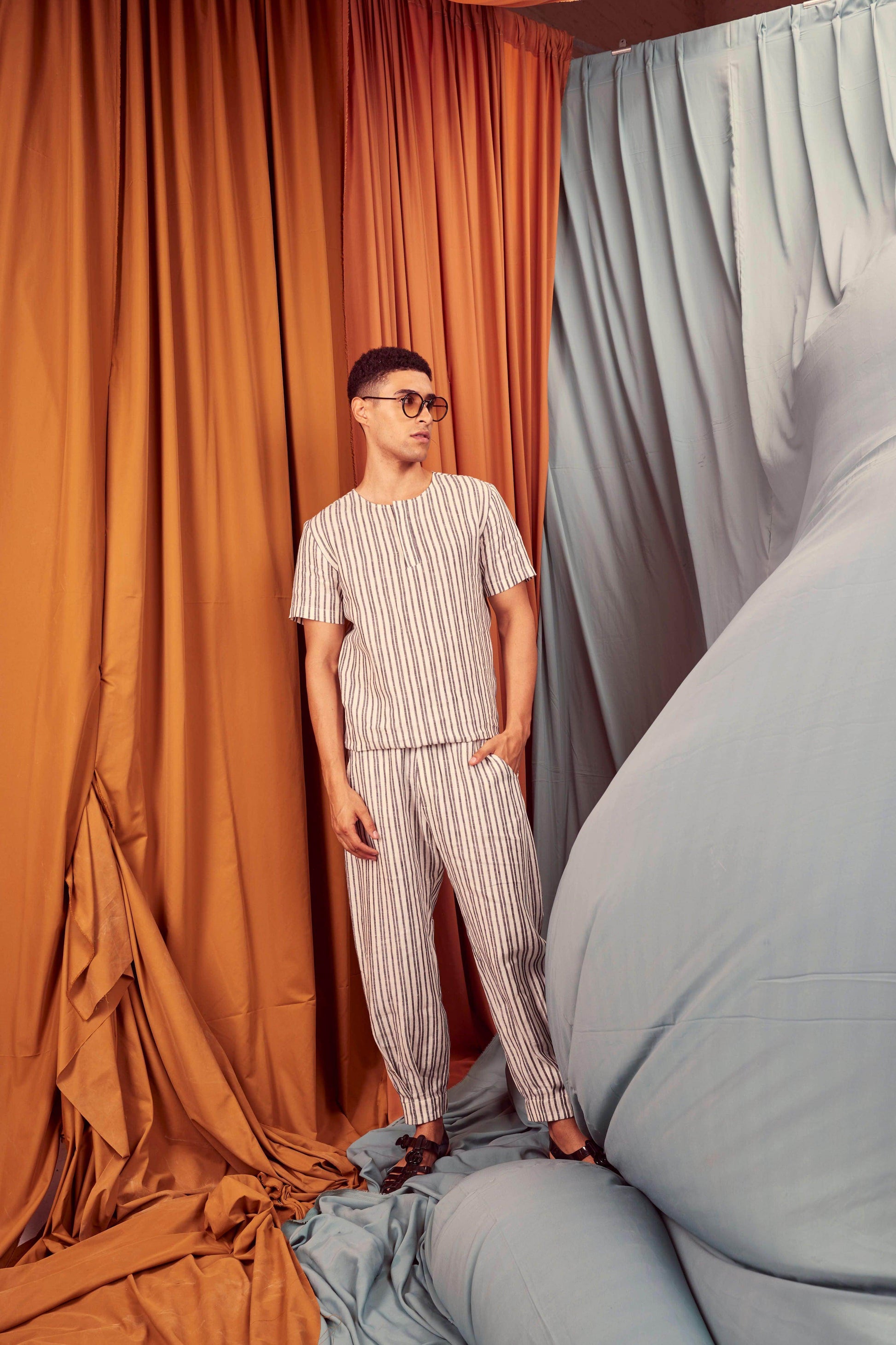 LINEN STRIPE SET - dash and dot