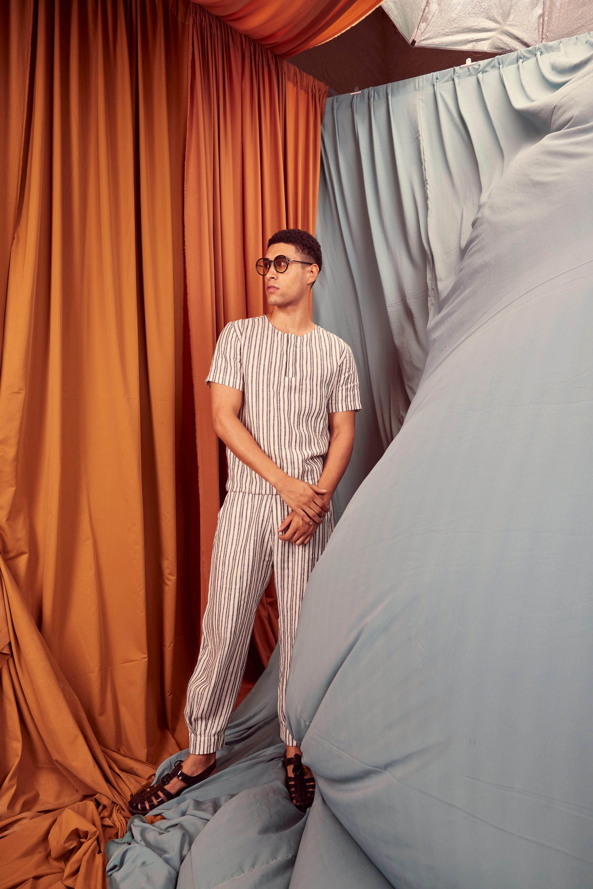 LINEN STRIPE SET - dash and dot