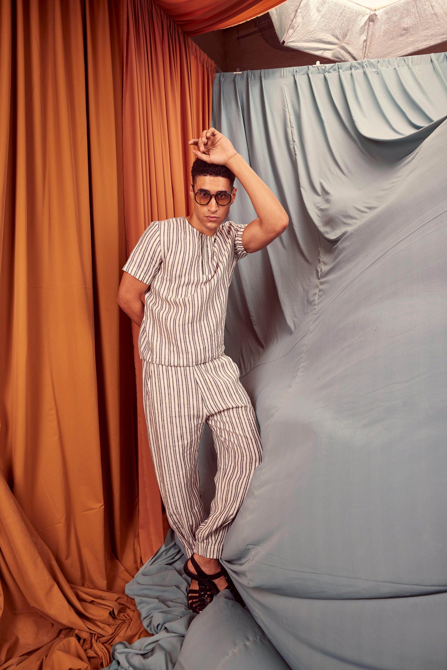 LINEN STRIPE SET - dash and dot