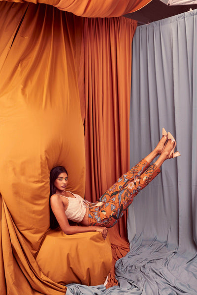 MUSTARD EMBROIDERED PANTS - dash and dot